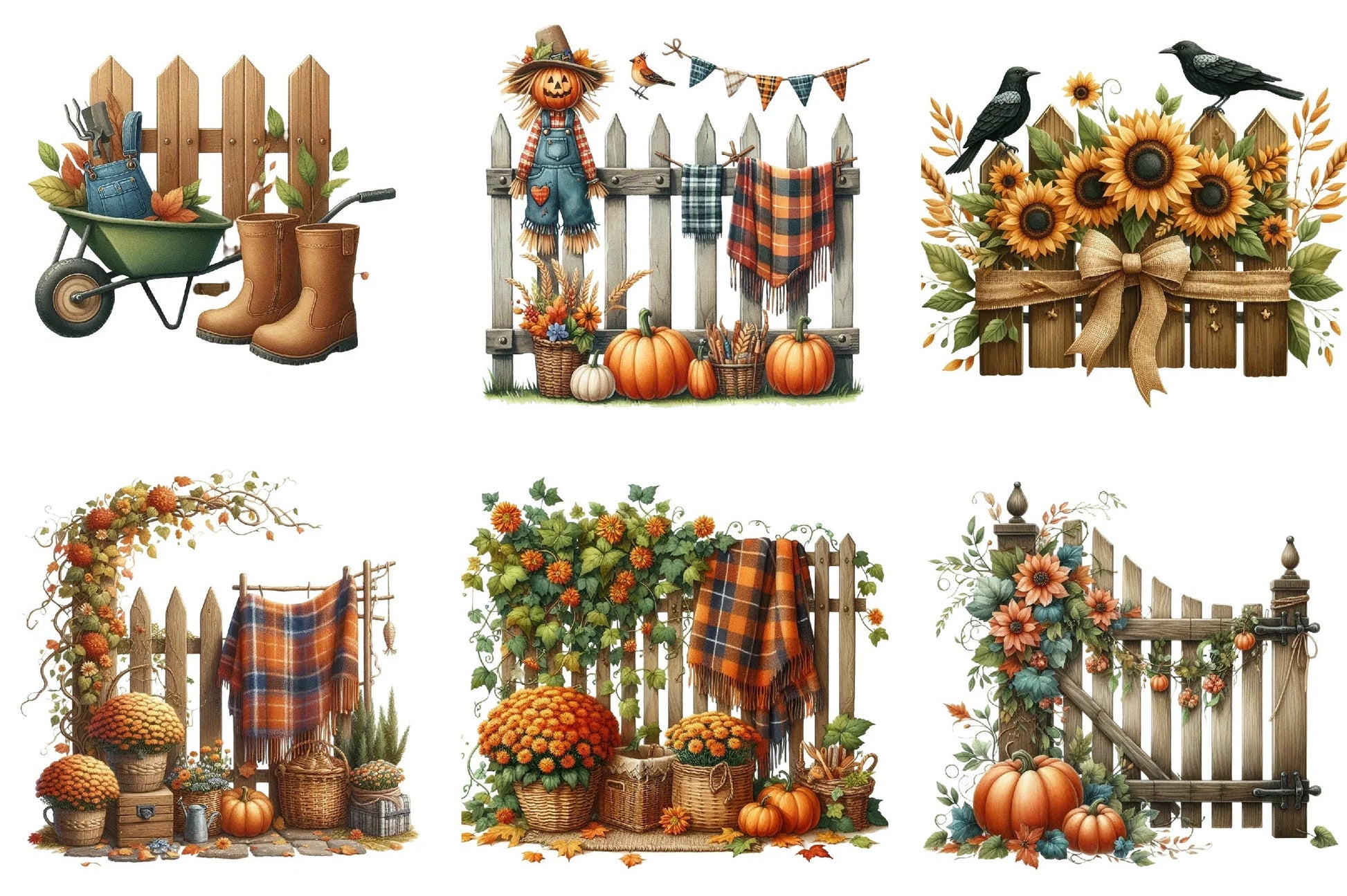 Autumn Fence Clipart Bundle - CraftNest - Digital Crafting and Art