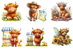 Summer Highland Cow Clipart Bundle - CraftNest - Digital Crafting and Art