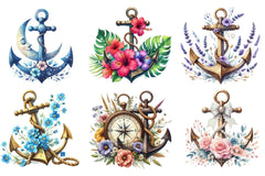 Anchor and Flower Clipart Bundle - CraftNest - Digital Crafting and Art