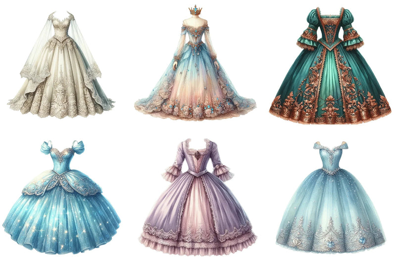 Vintage Royal Dress Clipart Bundle - CraftNest - Digital Crafting and Art