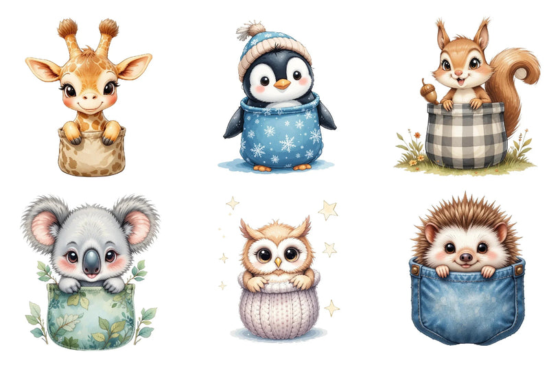 Peeking Cute Animals Pocket Clipart Bundle - CraftNest - Digital Crafting and Art
