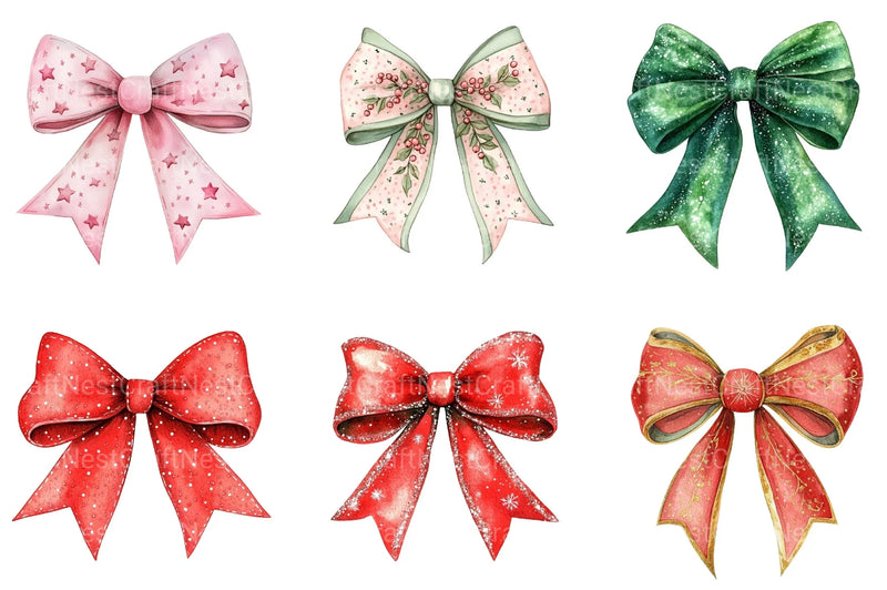 Christmas Coquette Bows Clipart Bundle - CraftNest - Digital Crafting and Art