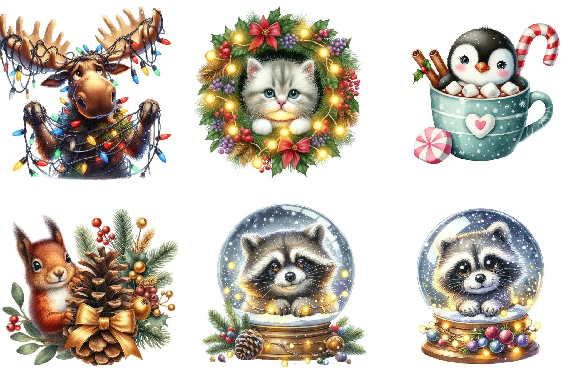 Christmas Animal Peeking Clipart Bundle - CraftNest - Digital Crafting and Art