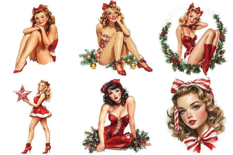 Christmas Pin-Up Girl Clipart Bundle - CraftNest - Digital Crafting and Art