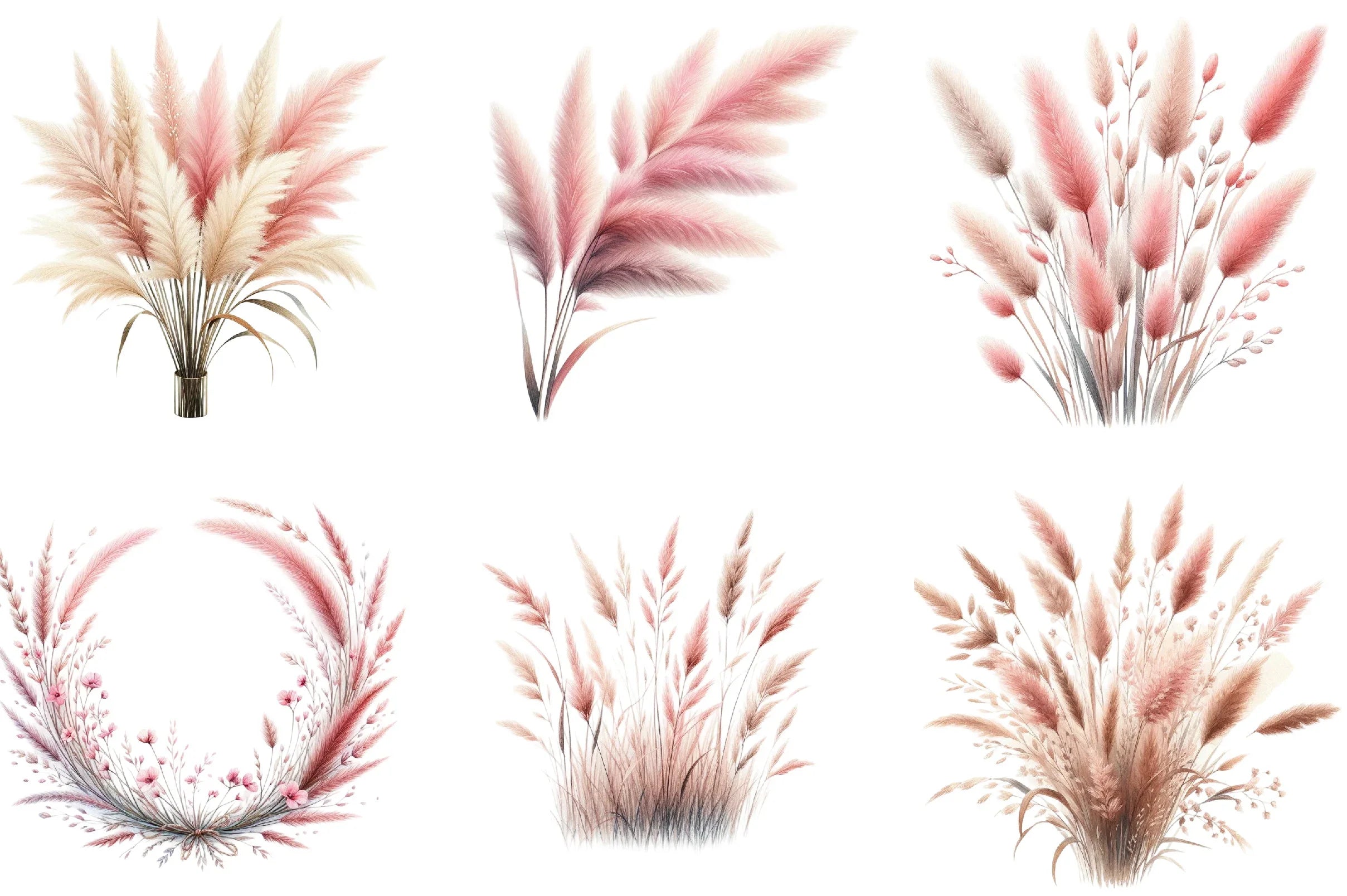Pink Summer Grass Clipart Bundle - CraftNest - Digital Crafting and Art