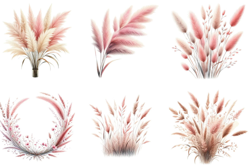 Pink Summer Grass Clipart Bundle - CraftNest - Digital Crafting and Art