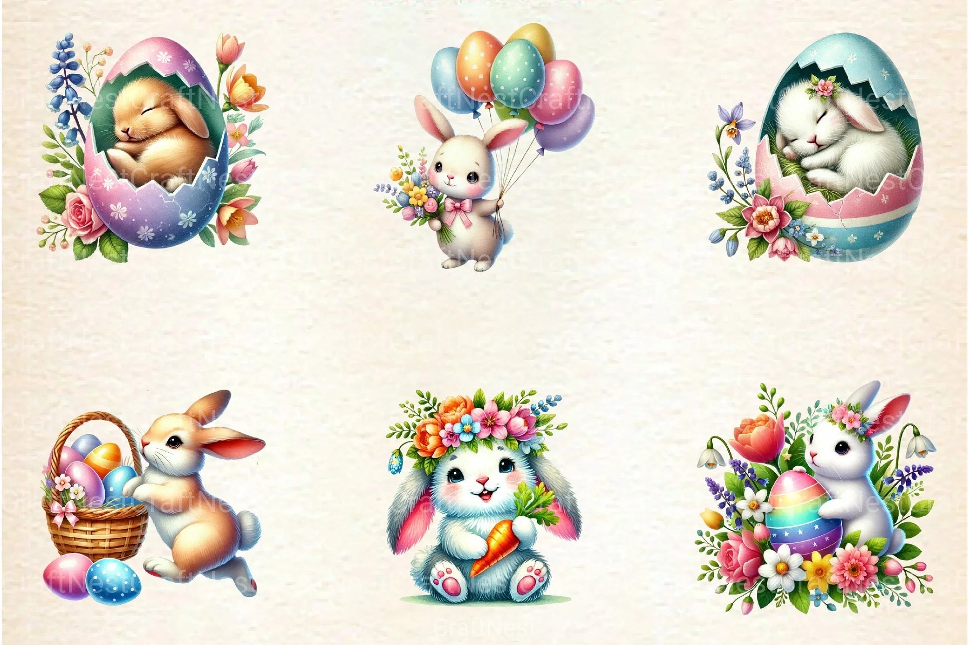 Easter Bunny Clipart Bundle 13 - CraftNest - Digital Crafting and Art