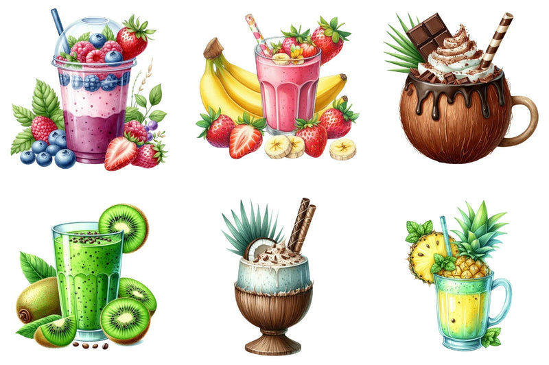 Summer Tropical Smoothie Clipart Bundle - CraftNest - Digital Crafting and Art