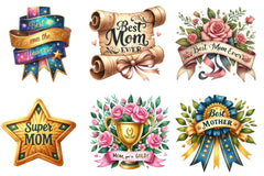 Best Mom Award & Ribbon Clipart Bundle - CraftNest - Digital Crafting and Art