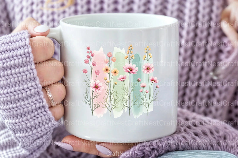 Wildflowers Brushstroke Clipart Bundle 4 - CraftNest - Digital Crafting and Art