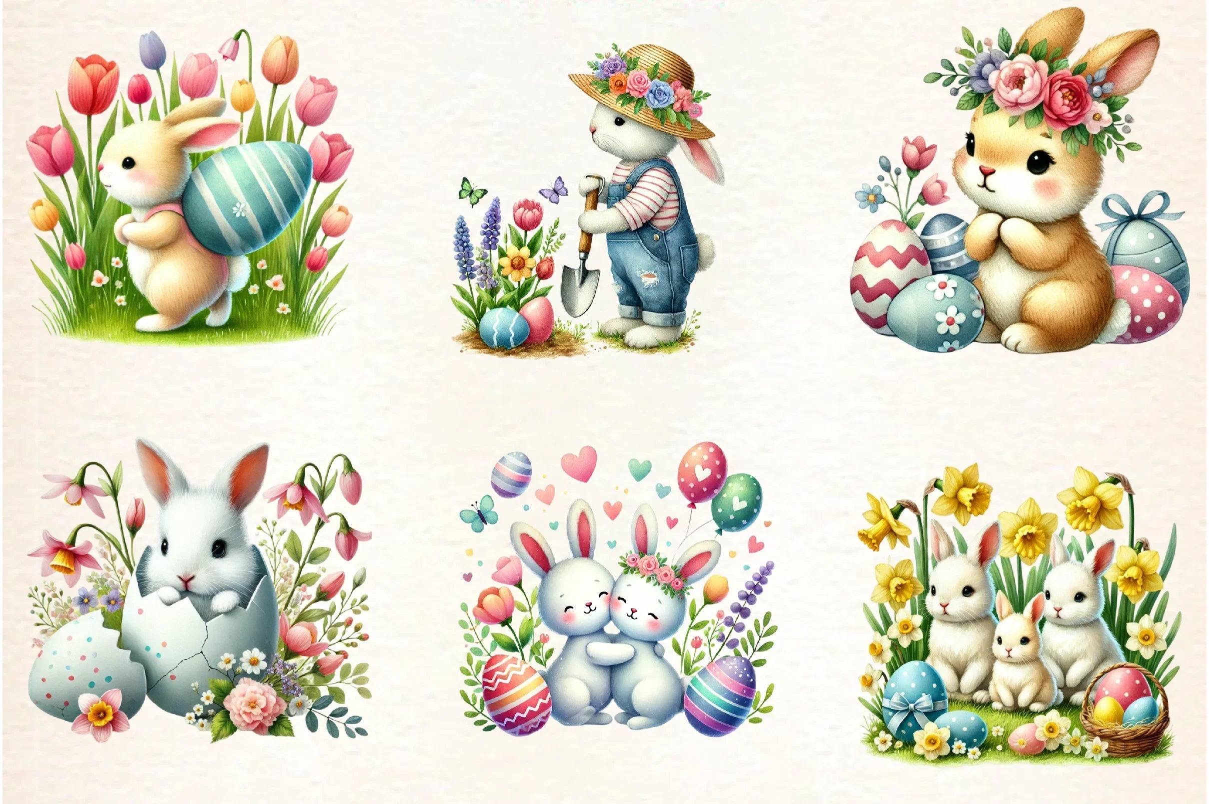Easter Bunny Clipart Bundle - CraftNest - Digital Crafting and Art