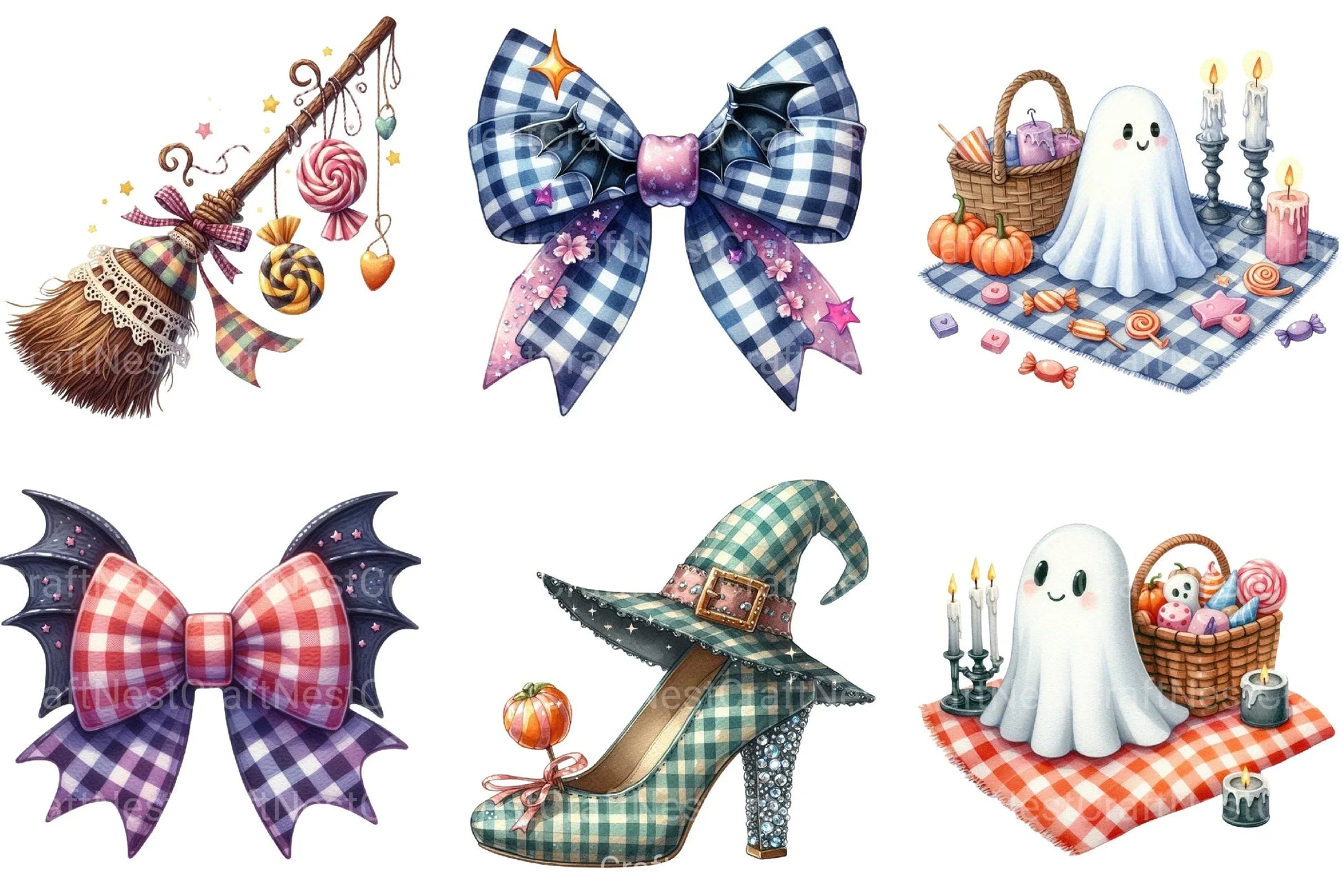 Gingham Halloween Clipart Bundle 4 - CraftNest - Digital Crafting and Art