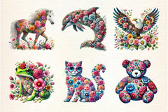 Floral Animals Spring Clipart Bundle - CraftNest - Digital Crafting and Art