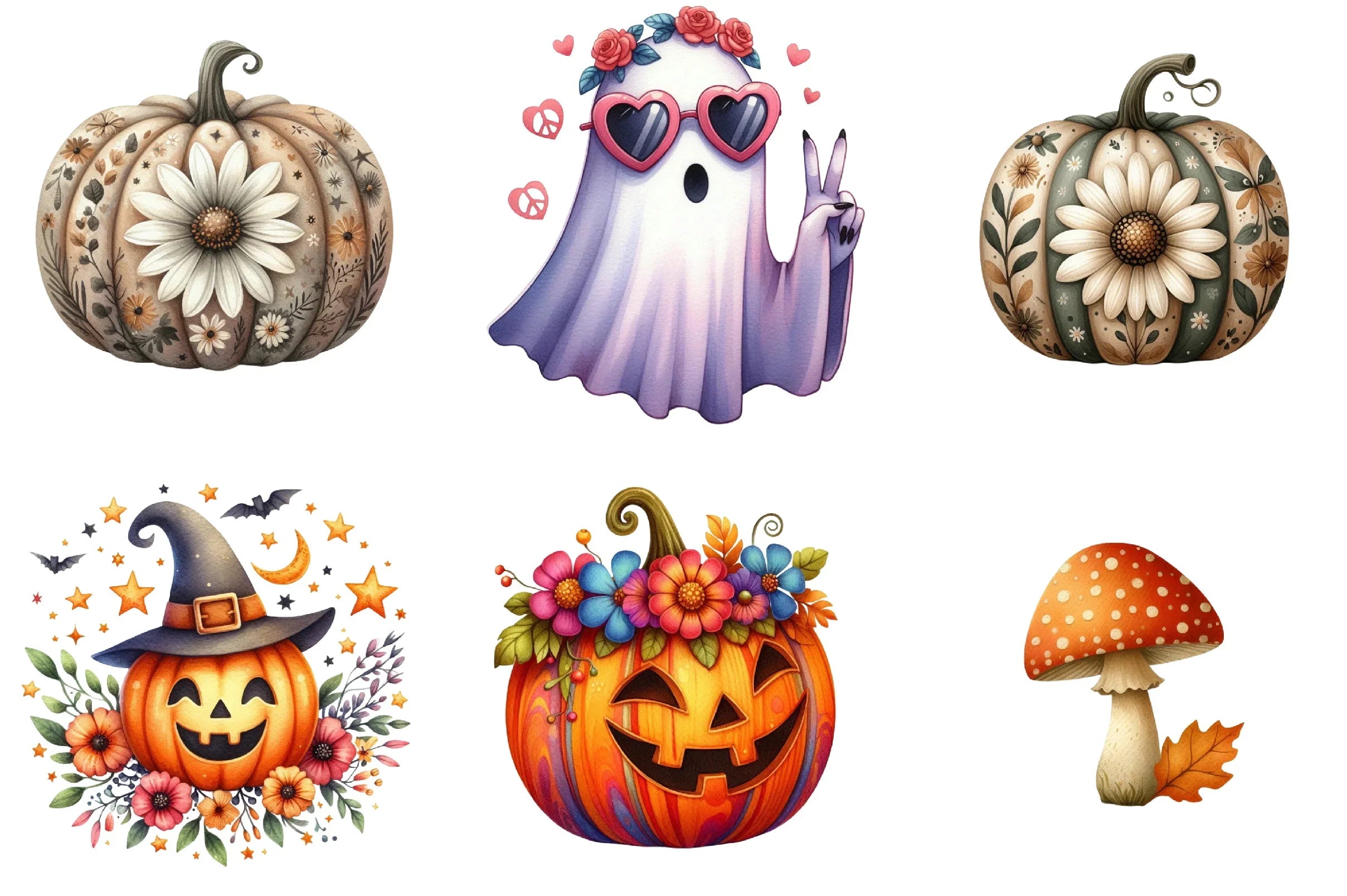 Retro Fall Halloween Clipart Bundle - CraftNest - Digital Crafting and Art