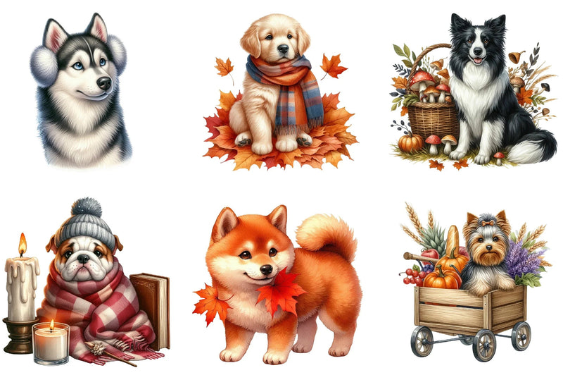 Autumn Dog Clipart Bundle - CraftNest - Digital Crafting and Art