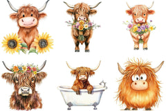 Funny Highland Cow Clipart Bundle - CraftNest - Digital Crafting and Art