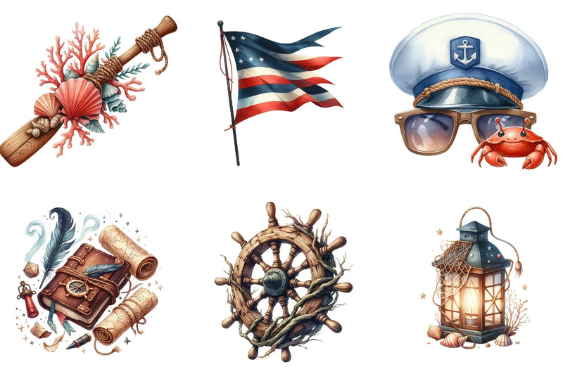 Nautical Beach Clipart Bundle - CraftNest - Digital Crafting and Art