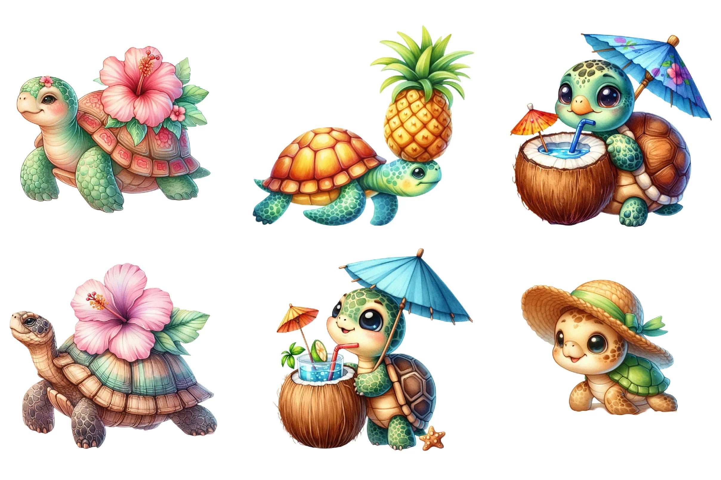 Summer Turtle Clipart Bundle - CraftNest - Digital Crafting and Art