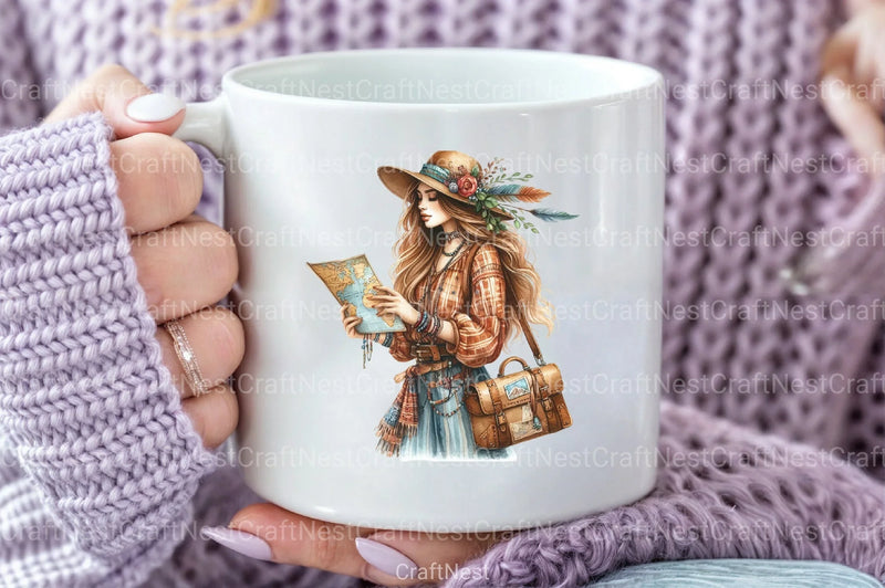 Tribal Boho Girl Clipart Bundle 9 - CraftNest - Digital Crafting and Art