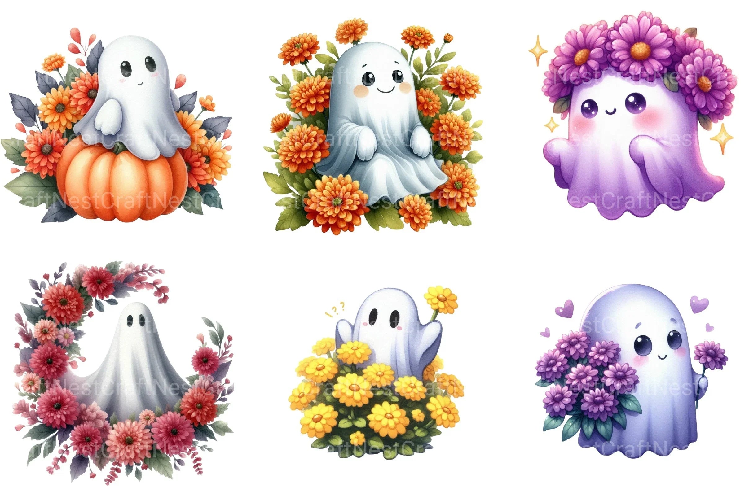 Ghost & Mums Halloween Clipart Bundle - CraftNest - Digital Crafting and Art