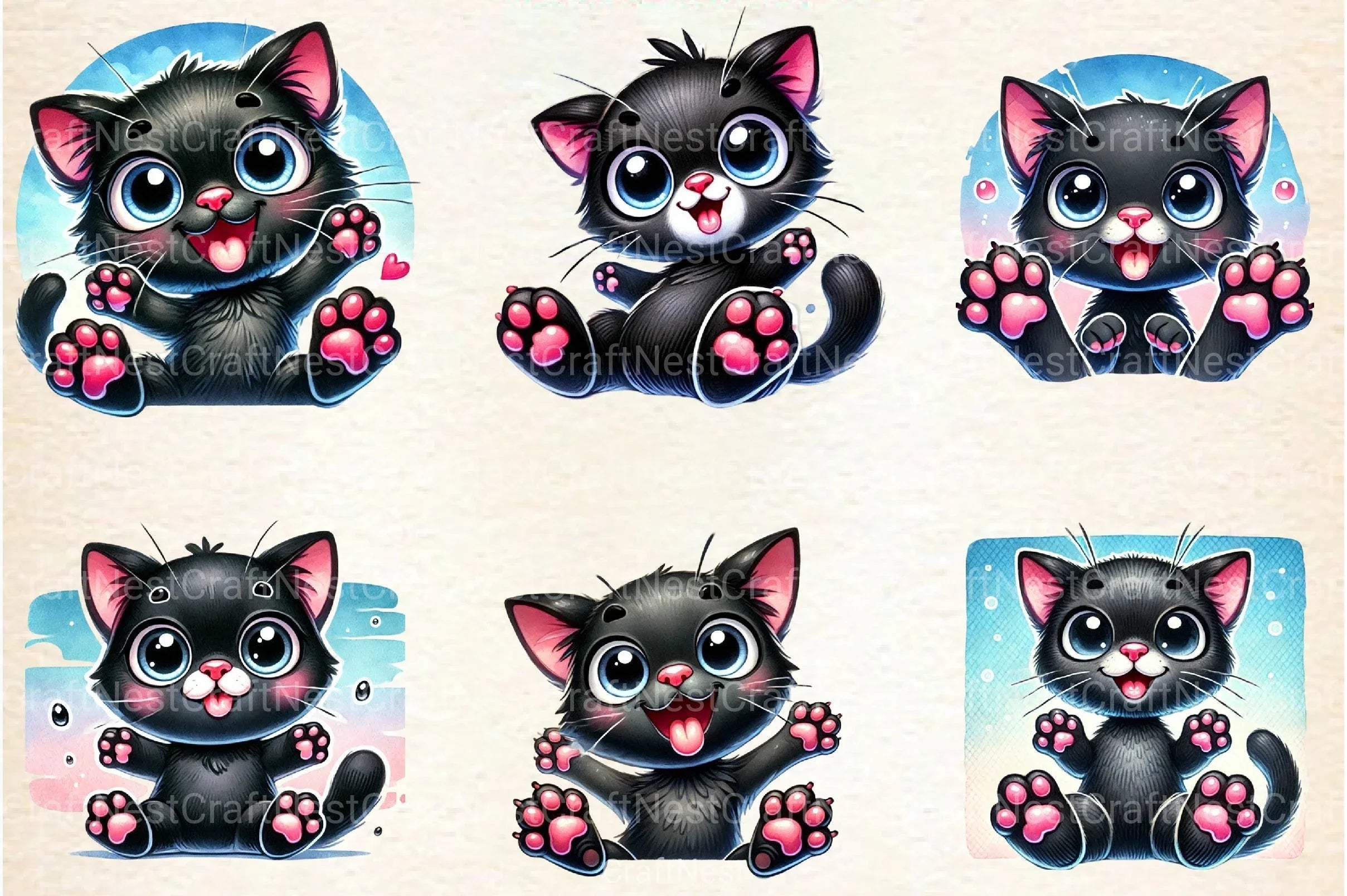 Valentine's Day Funny Black Cat Clipart Bundle - CraftNest - Digital Crafting and Art