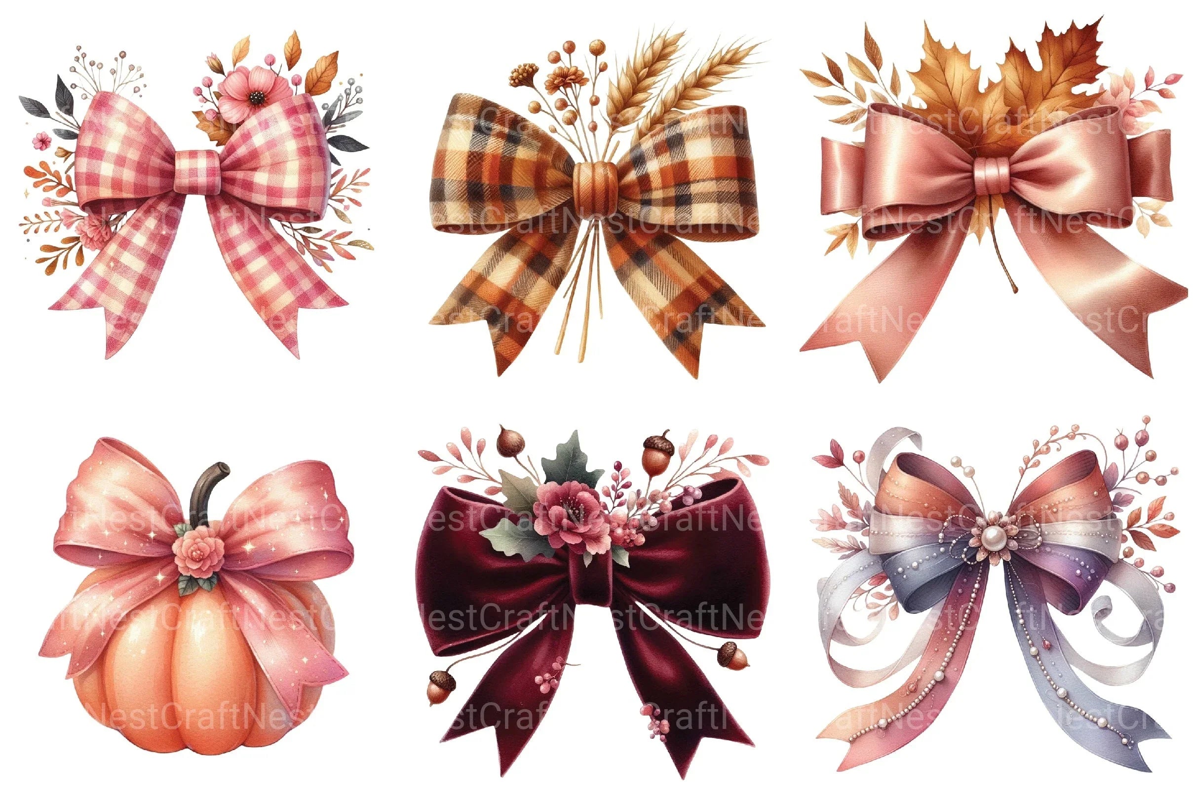 Autumn Coquette Bows Clipart Bundle 99 - CraftNest - Digital Crafting and Art