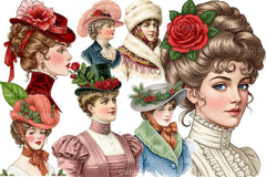 Victorian Christmas Ladies Clipart Bundle - CraftNest - Digital Crafting and Art