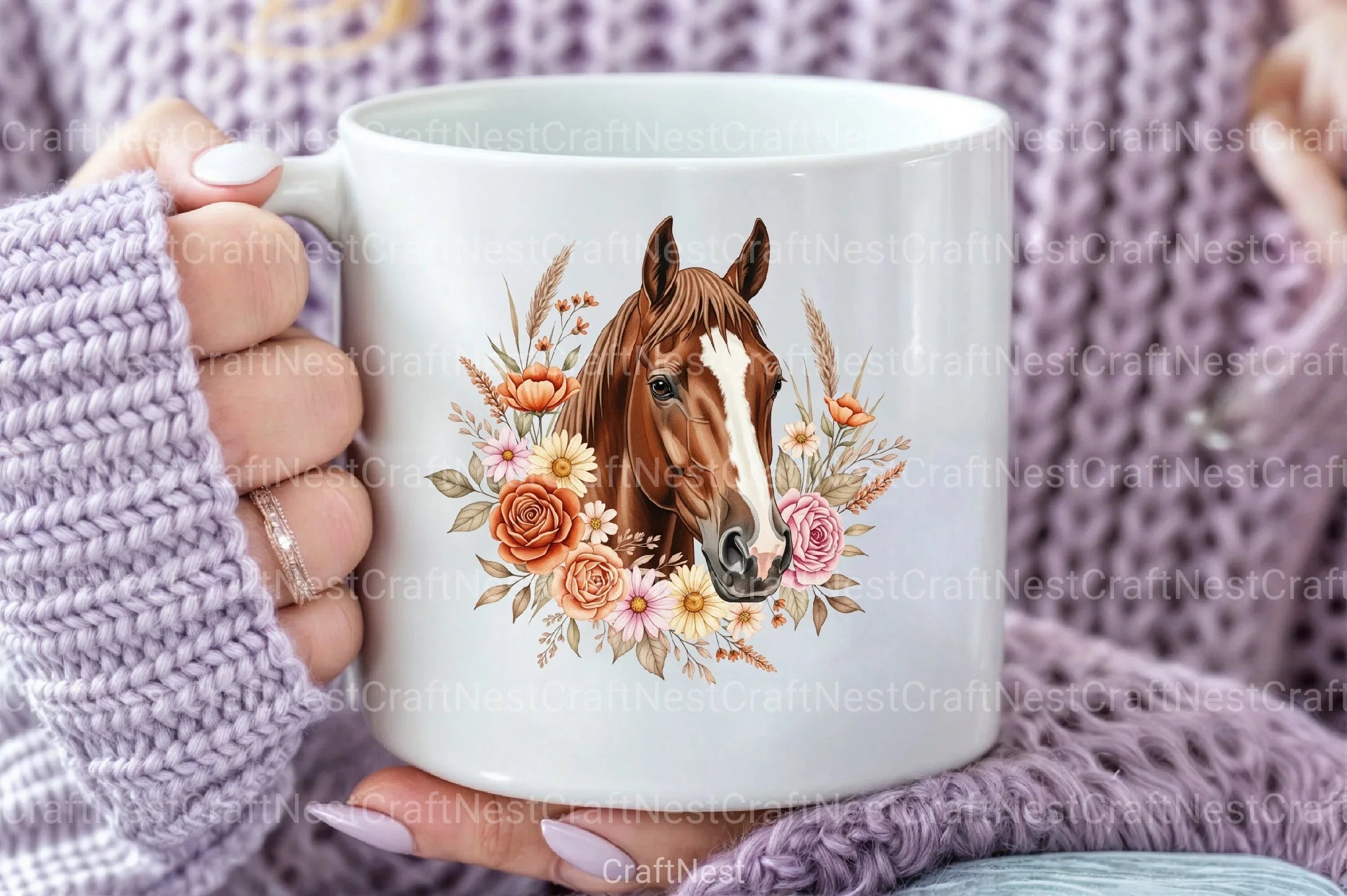 Brown Boho Floral Horse Clipart Bundle - CraftNest - Digital Crafting and Art