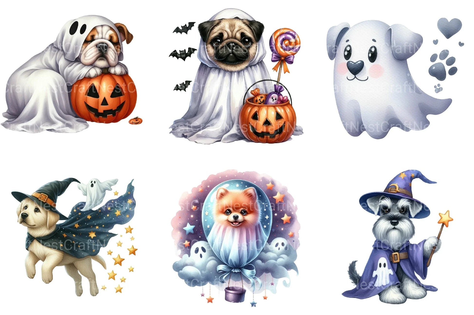 Halloween Ghost Dog Clipart Bundle - CraftNest - Digital Crafting and Art
