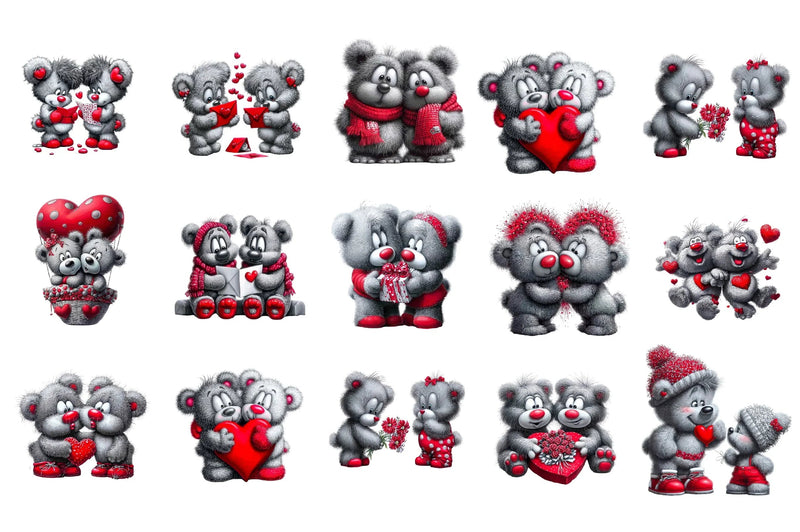Valentine Bear Couple Clipart Bundle - CraftNest - Digital Crafting and Art