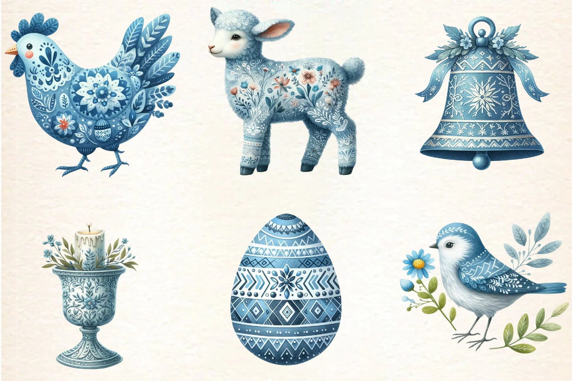Blue Nordic Easter Clipart Bundle - CraftNest - Digital Crafting and Art