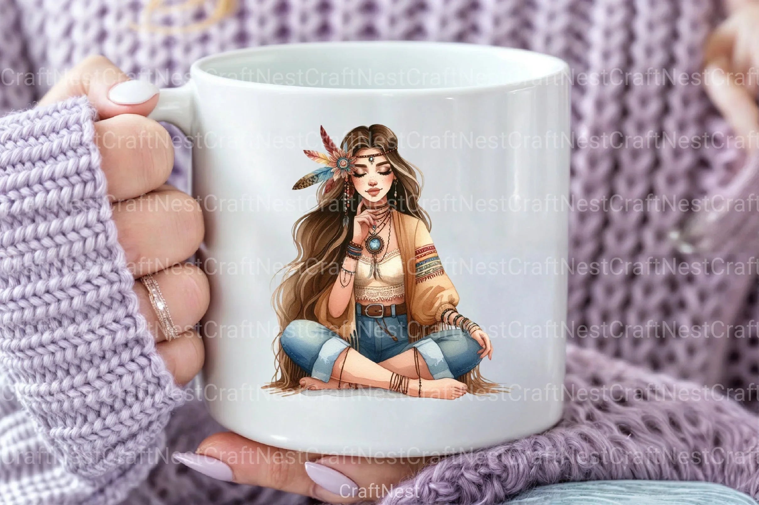 Tribal Boho Girl Clipart Bundle 1 - CraftNest - Digital Crafting and Art