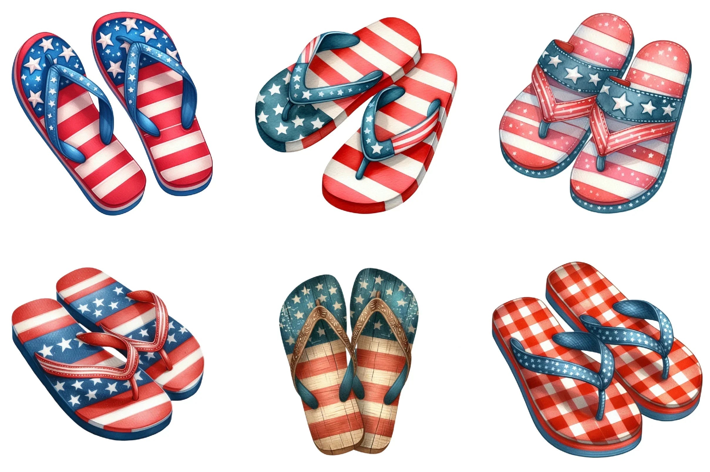 4th of July Flip Flops Clipart Bundle - CraftNest - Digital Crafting and Art