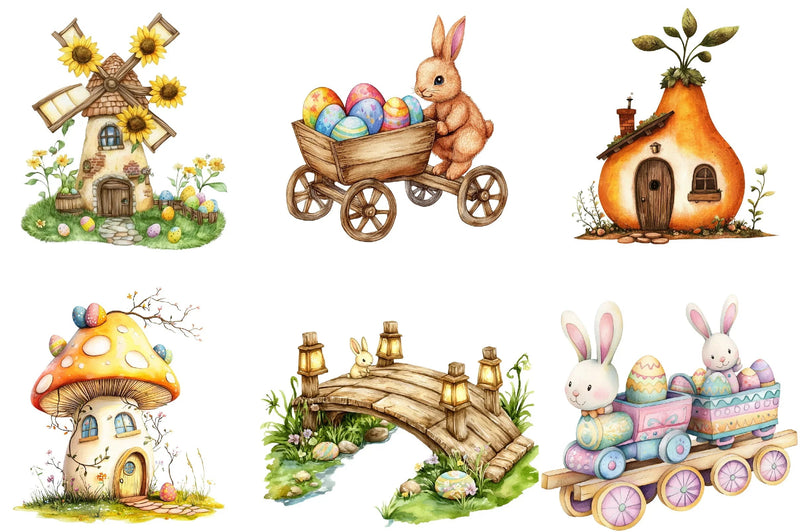 Easter Village Clipart Bundle - CraftNest - Digital Crafting and Art