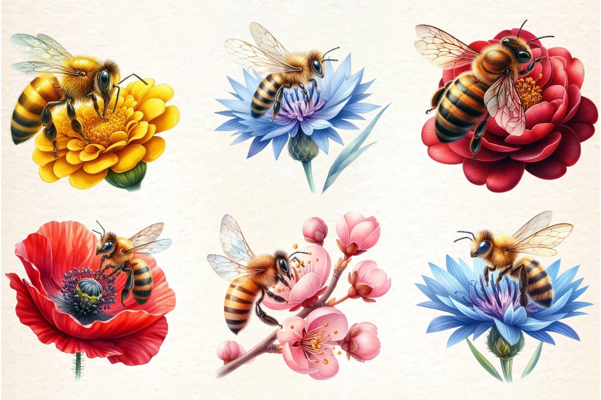 Bee Flowers Clipart Bundle - CraftNest - Digital Crafting and Art