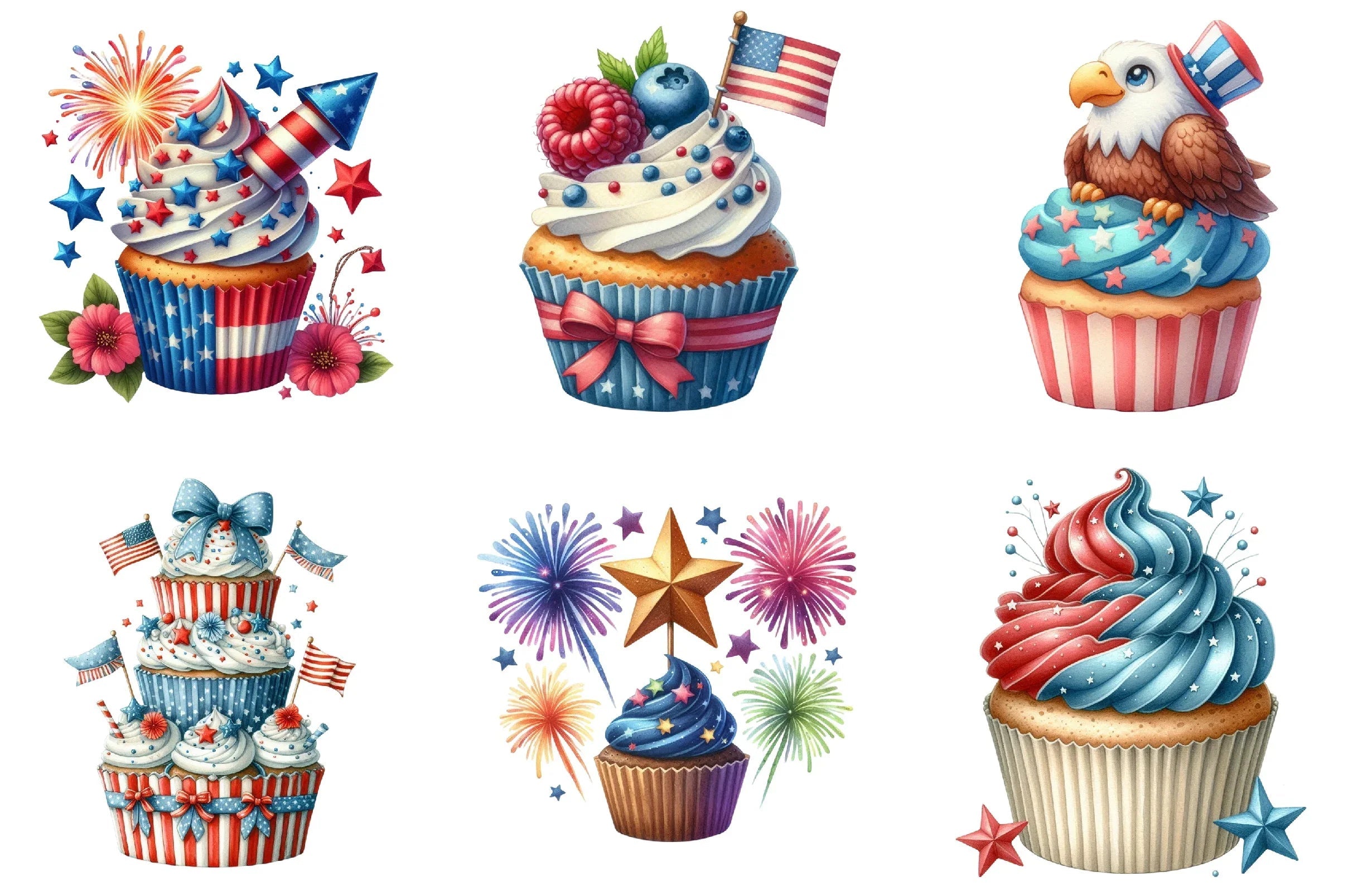 4th of July Cupcake Clipart Bundle - CraftNest - Digital Crafting and Art