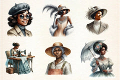 Vintage Black Women's Clipart Bundle - CraftNest - Digital Crafting and Art