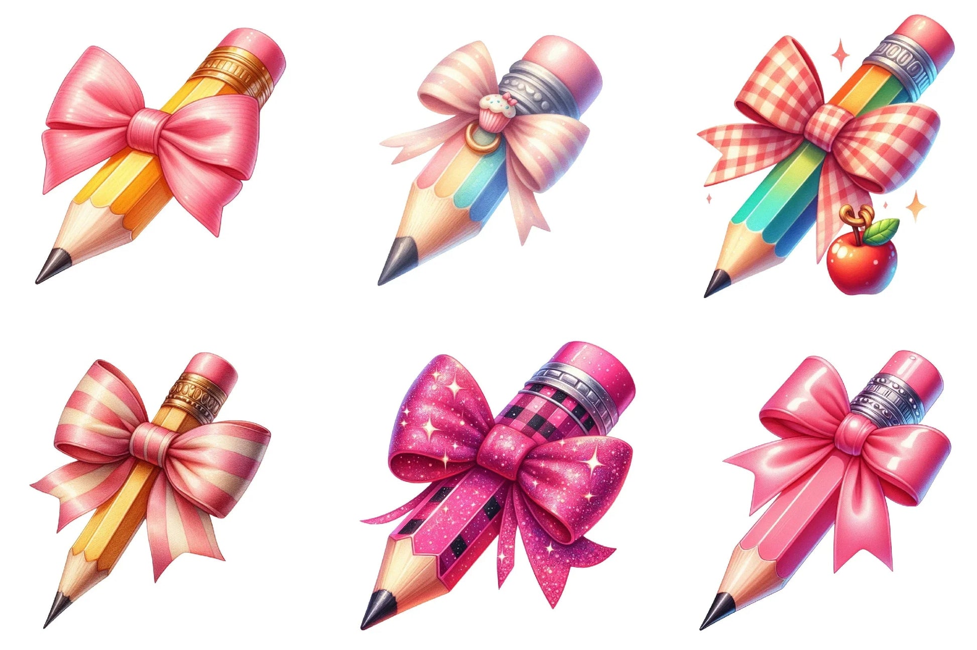 Colorful Coquette Pencil School Clipart Bundle - CraftNest - Digital Crafting and Art