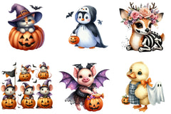 Cute Animal Halloween Clipart Bundle - CraftNest - Digital Crafting and Art