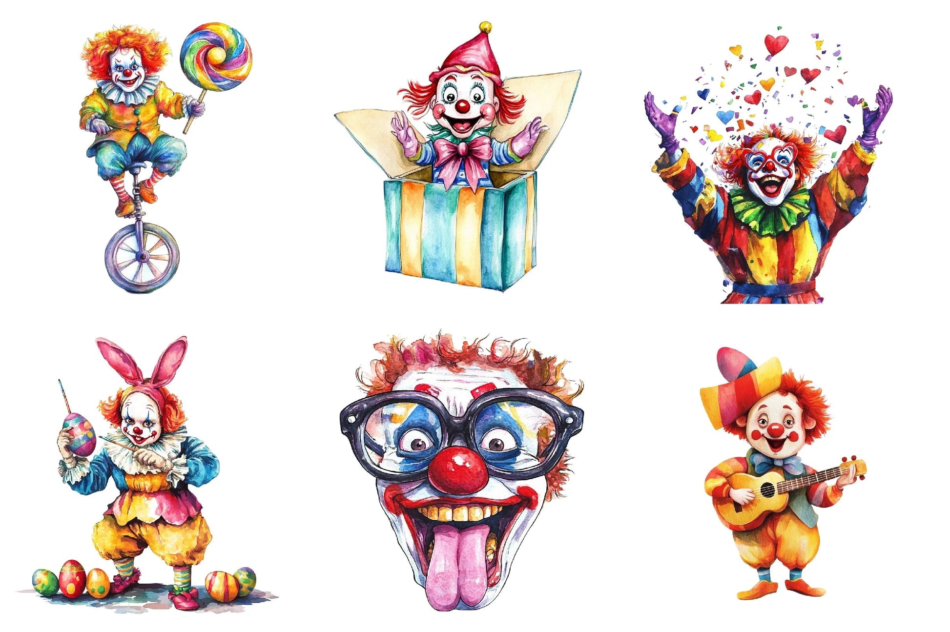Funny Clowns Clipart Bundle - CraftNest - Digital Crafting and Art