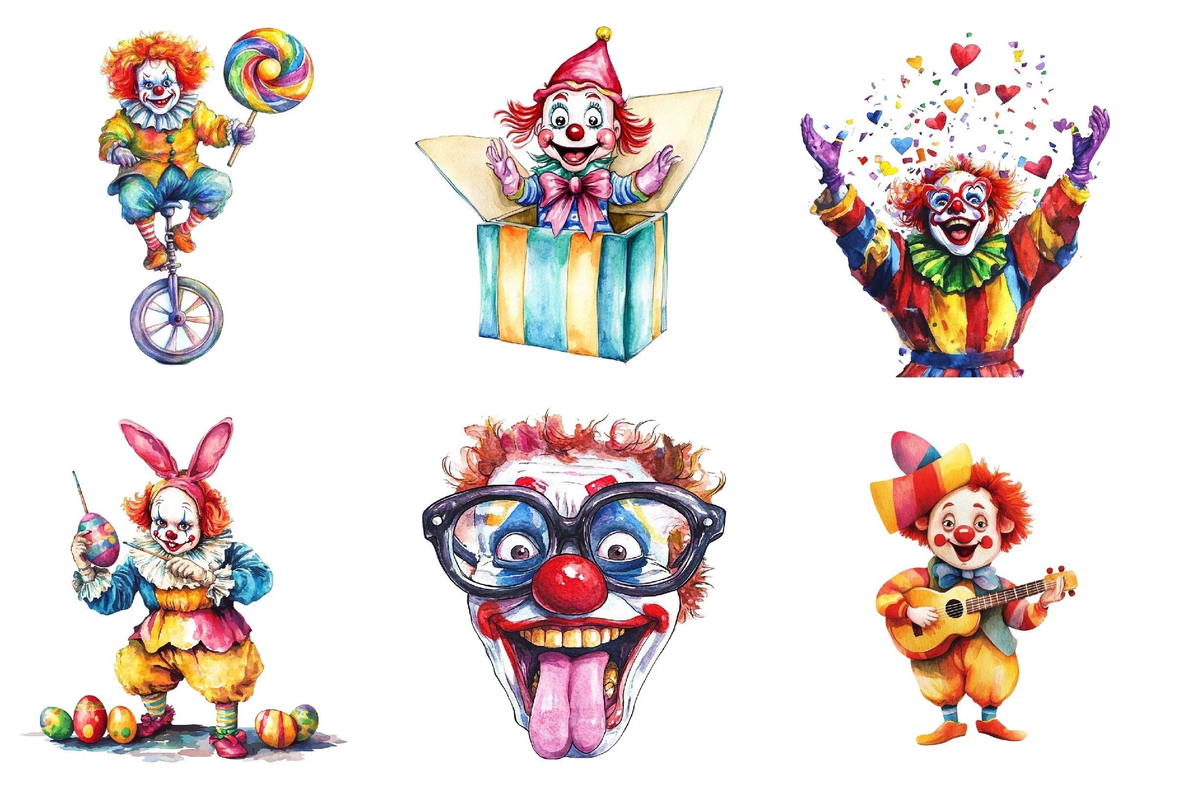 Funny Clowns Clipart Bundle - CraftNest - Digital Crafting and Art