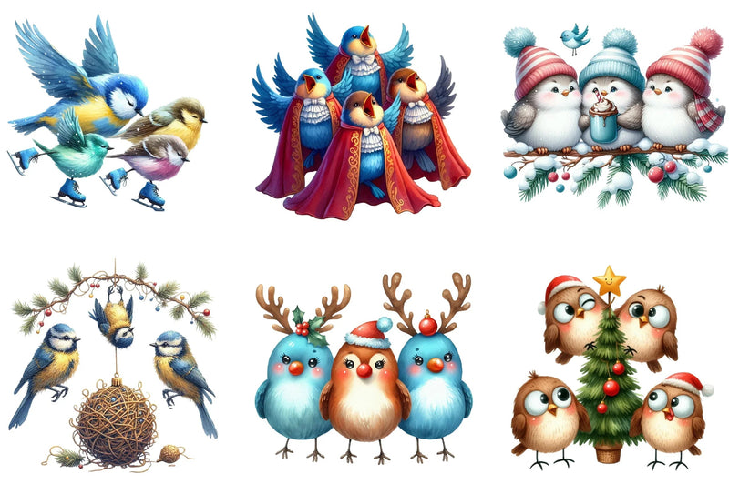 Christmas Funny Three Bird Clipart Bundle - CraftNest - Digital Crafting and Art