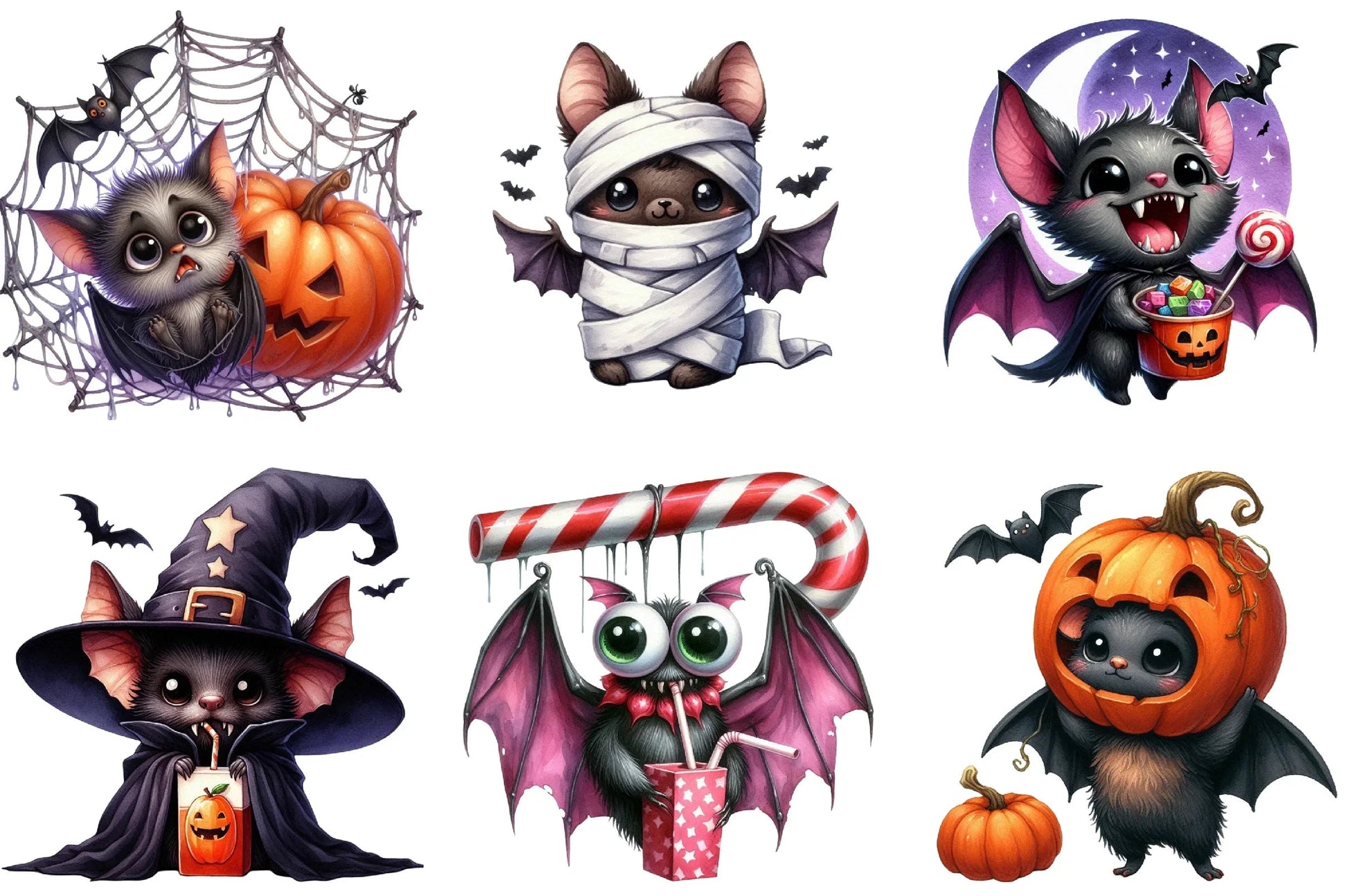 Funny Halloween Bats Clipart Bundle - CraftNest - Digital Crafting and Art