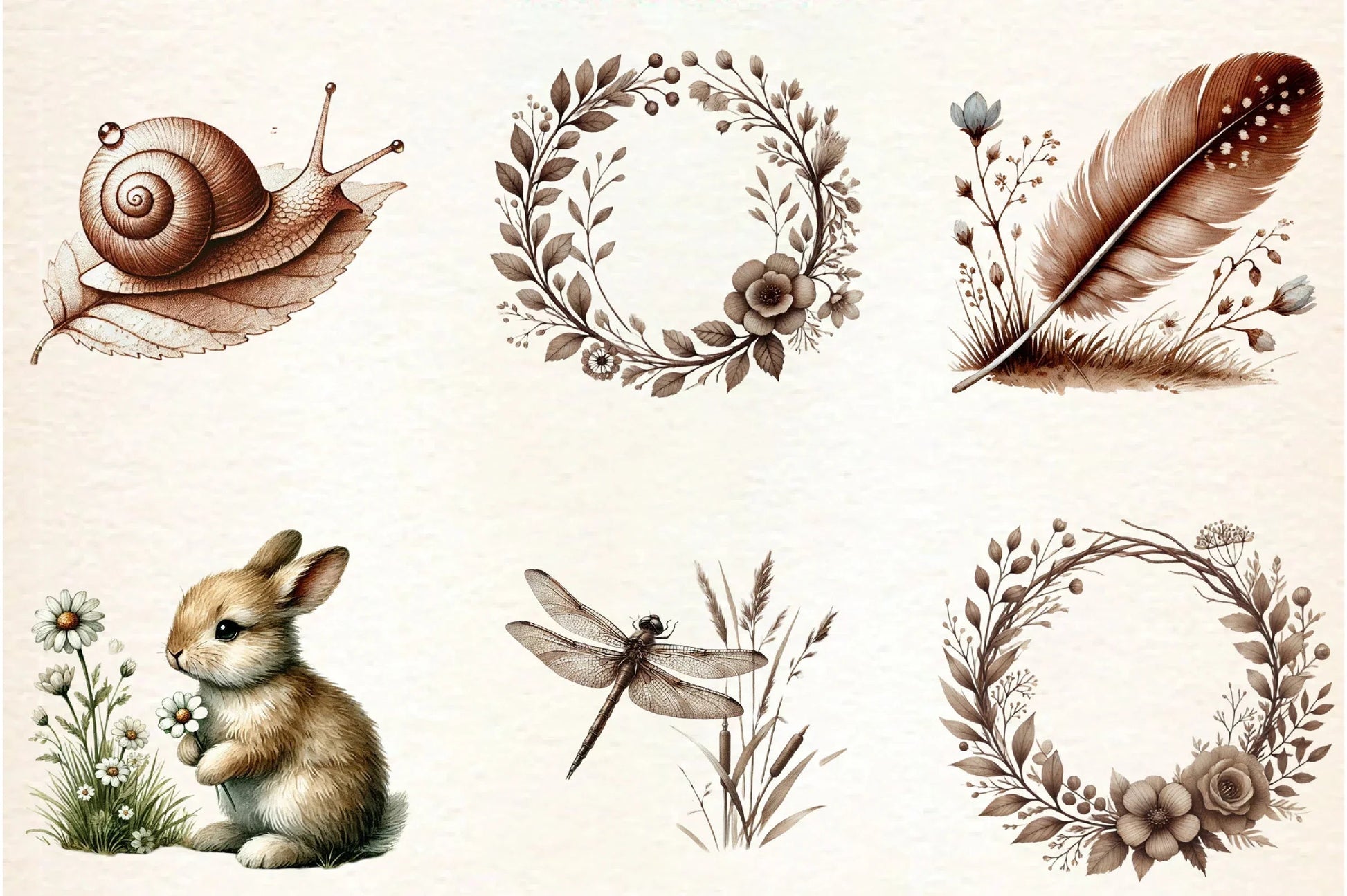 Sepia Spring Clipart Bundle - CraftNest - Digital Crafting and Art