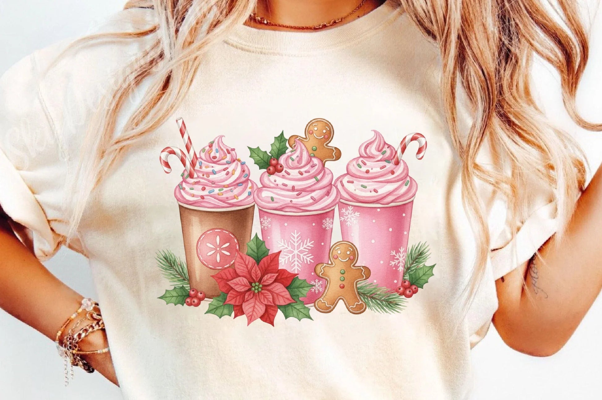 Pink Gingerbread Coffee Christmas Clipart Bundle - CraftNest - Digital Crafting and Art
