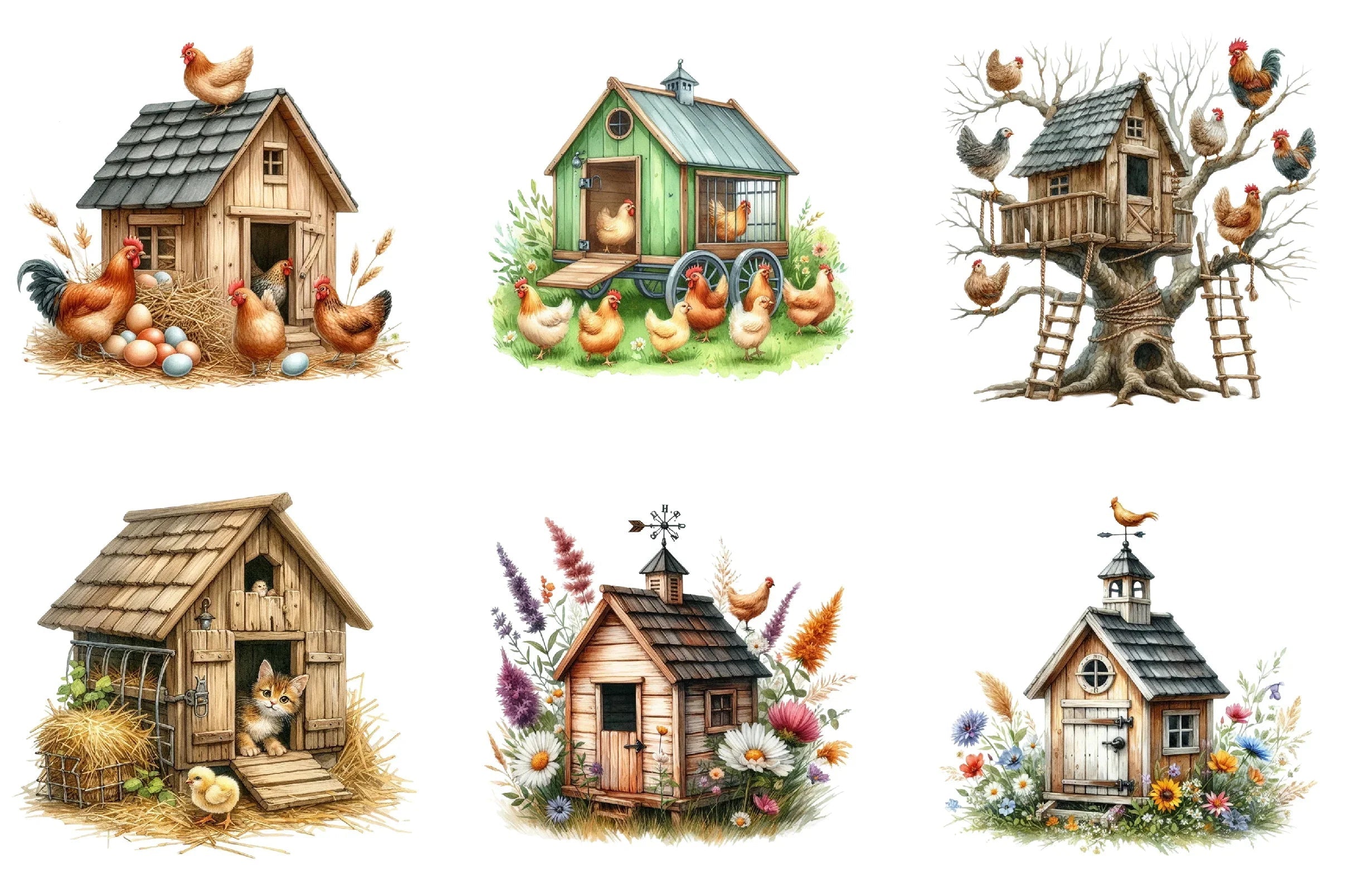 Chicken Coop Clipart Bundle - CraftNest - Digital Crafting and Art