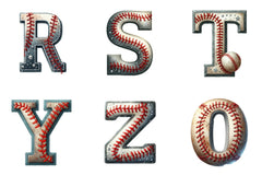 Glittery Baseball Distressed Alphabet Clipart Bundle - CraftNest - Digital Crafting and Art