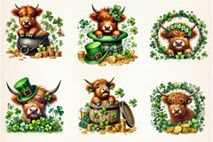 St. Patrick's Day Highland Cow Clipart Bundle - CraftNest - Digital Crafting and Art