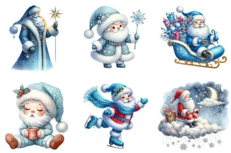 Blue Santa Claus Clipart Bundle - CraftNest - Digital Crafting and Art