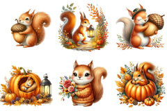 Fall Squirrel Garden Clipart Bundle - CraftNest - Digital Crafting and Art